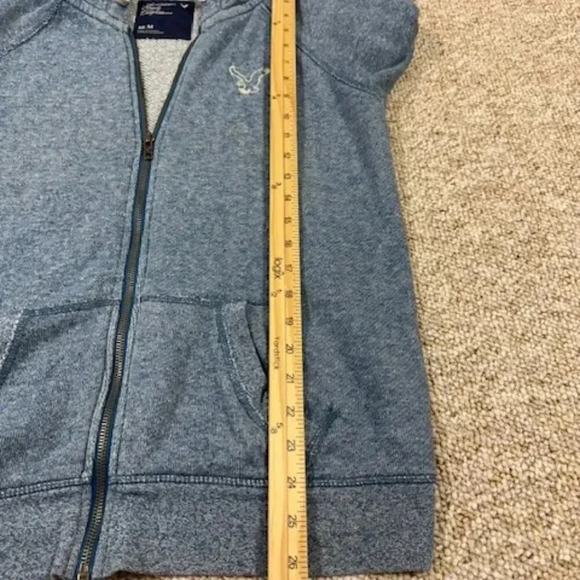 American Eagle AEO Blue Hooded Sweatshirt Hoodie Size Medium Full Zip Y2K - Picture 6 of 9